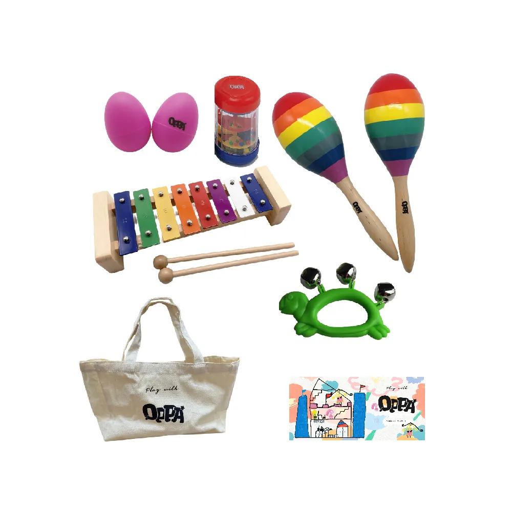 【OPPA】彩虹遊樂園 奧福樂器組合包 鐵琴、沙鈴、蛋沙鈴、雨聲筒(幼兒教育 小樂器)
