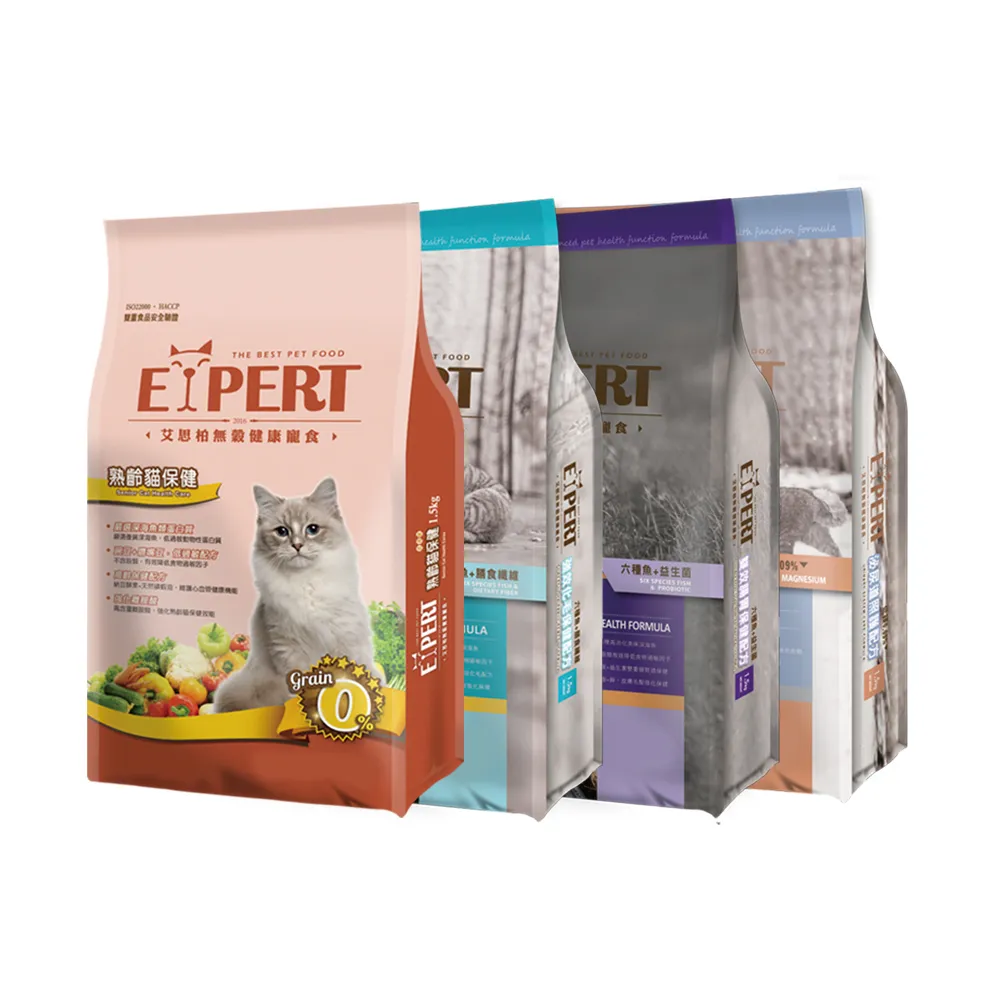 【EXPERT 艾思柏】無穀系列貓飼料1.5kg(雙效腸胃/強效化毛/泌尿照護/老貓保健 貓乾糧)