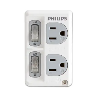2入組【Philips 飛利浦】新安規 節能開關 2開2電腦壁插 CHP3020W/96 - 白色