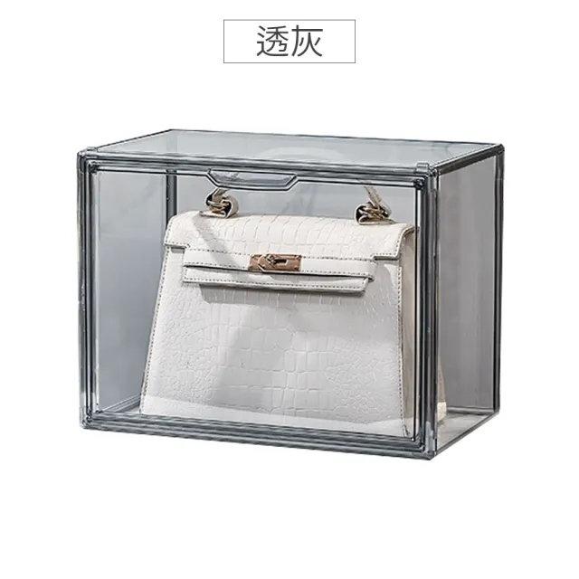 【HaRu日春生活】磁吸式包包收納箱-3入(透明收納盒 展示盒 公仔盒 鞋盒 置物盒 書籍收納盒 飾品盒 化妝盒)