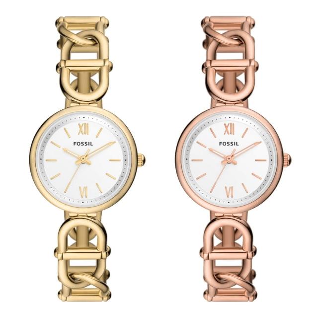 【FOSSIL】風采 知性時尚腕錶 30mm 金/玫瑰金(ES5272／ES5273)