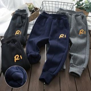 【橘魔法】大童 刺繡R前車線棉絨縮口長褲(男童 運動褲 棉褲 縮口褲 褲子 童裝 兒童 保暖)