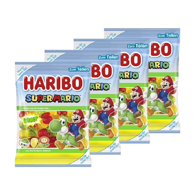 HARIBO 哈瑞寶 限定版瑪利歐水果酸軟糖175g(4包組
