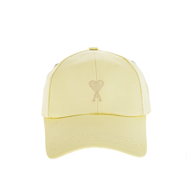 AMI PARIS 經典刺繡愛心棉質棒球帽(黃色)