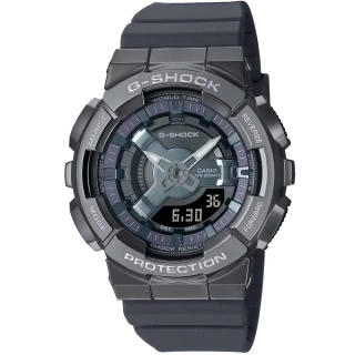 【CASIO 卡西歐】卡西歐G-SHOCK 數位雙顯金屬電子錶-IP黑(GM-S110B-8A 台灣公司貨)