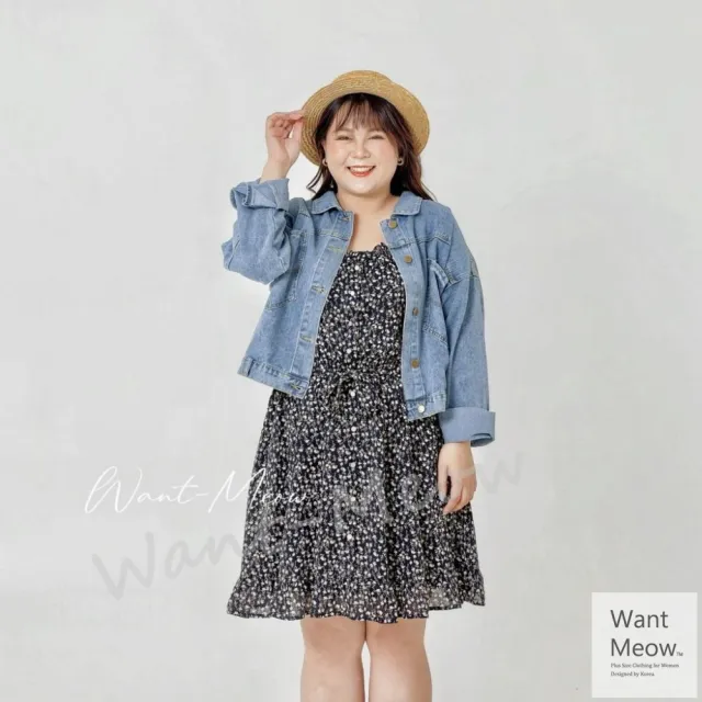 【Want-Meow】85公斤可穿/顯瘦韓系吊帶連身短裙(大碼洋裝/大尺碼/韓系歐膩穿搭/孕婦裝)