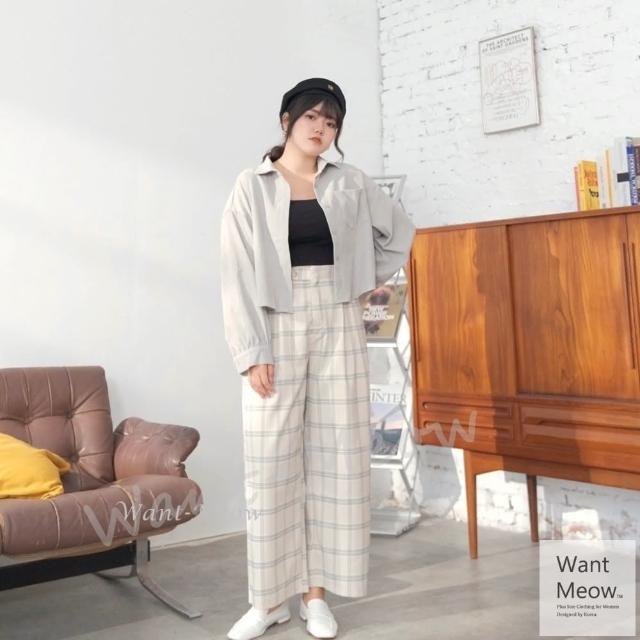 【Want-Meow】90公斤可穿/長袖短版燈芯絨襯衫外套(大碼/大尺碼/加大碼/燈芯絨/襯衫)