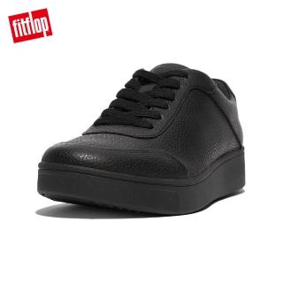 【FitFlop】RALLY TUMBLED-LEATHER SNEAKERS百搭繫帶休閒鞋-女(靚黑色)