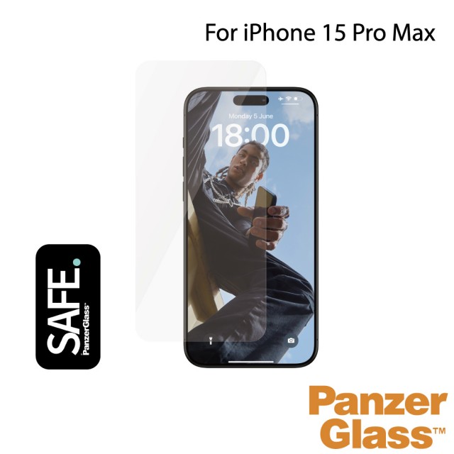 【PanzerGlass】iPhone 15 Pro Max  6.7吋 SAFE 2.5D 耐衝擊高透強化玻璃保護貼(透光性佳)