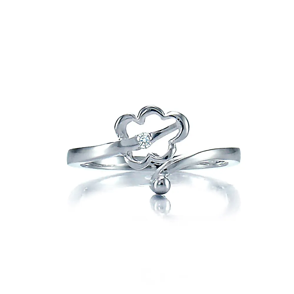 【Woogie武吉珠寶】武吉珠寶設計師天然真鑽純銀幸運草戒指(2分天然真鑽)