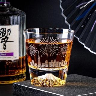 【田島硝子】日本手工吹製 富士山杯 夏季款 夏季花火 威士忌杯 酒杯 玻璃杯 隨飲料變色(TG23-015-FWCY)