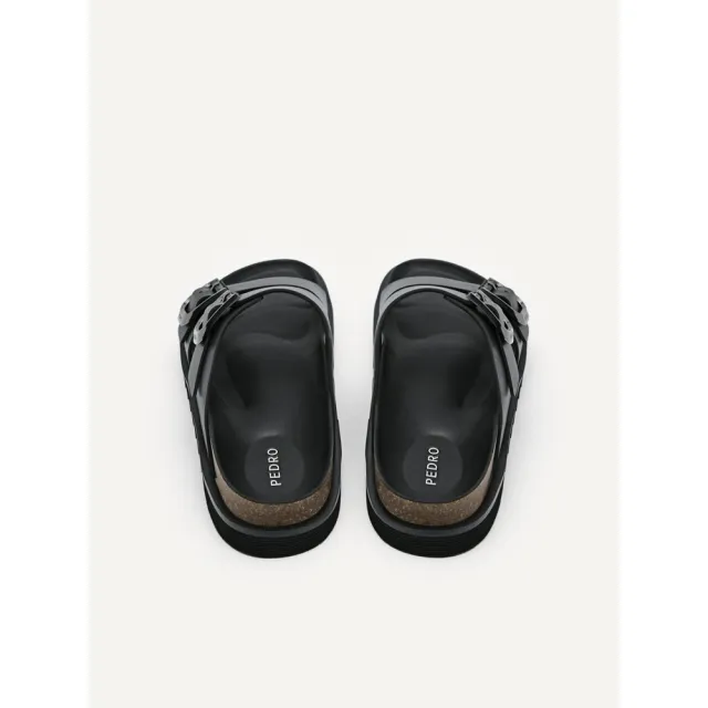 【PEDRO】Helix 金屬扣環個性涼鞋-黑/白色(小CK高端品牌)