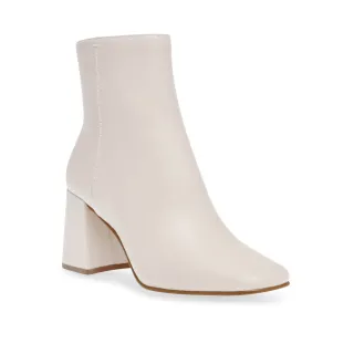 【steve madden】RESTORE 素面粗跟皮革短靴(米杏色)