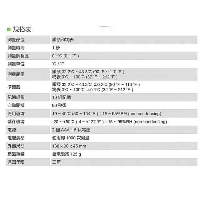 【polygreen 沛綠康】專業用1秒紅外線體溫計_額溫槍計(KI-8280)