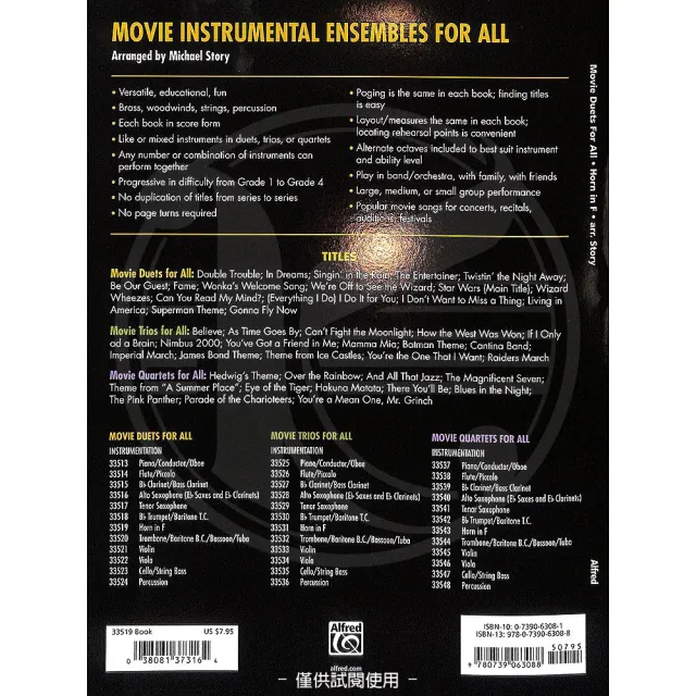 【Kaiyi Music 凱翊音樂】電影精選二重奏：法國號 第1-4級