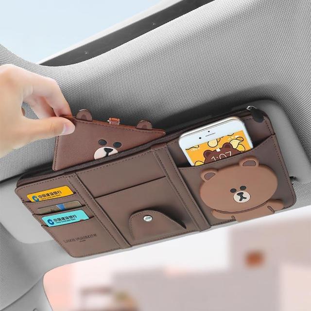 【LINE FRIENDS】熊大莎莉兔兔多功能遮陽板證件收納夾遮陽板置物袋(汽車收納)