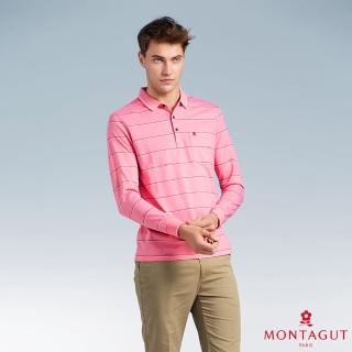 【MONTAGUT 夢特嬌】經典線條休閒長袖POLO衫(W2215-22粉)