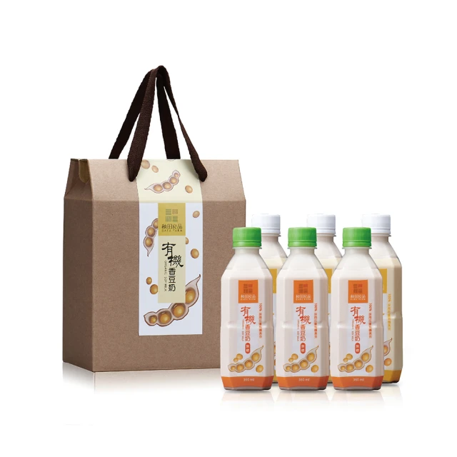 秧田良品 有機原味香豆奶六入禮盒裝(360ml/瓶;3瓶無糖+3瓶微糖)