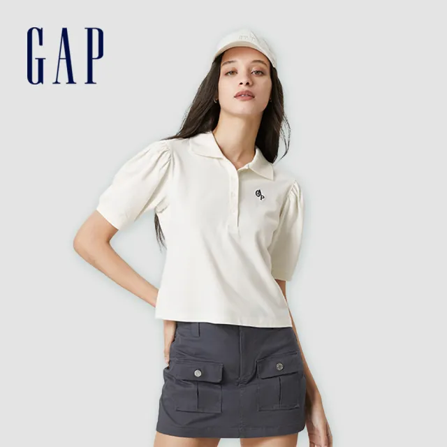 【GAP】女裝 Logo泡泡袖短袖POLO衫-多色可選(659476)