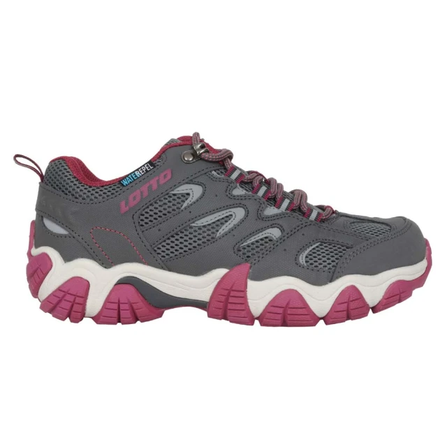 LOTTOLOTTO 女防水登山越野慢跑鞋-運動 戶外 反光 深灰紫紅(LT3AWO8968)