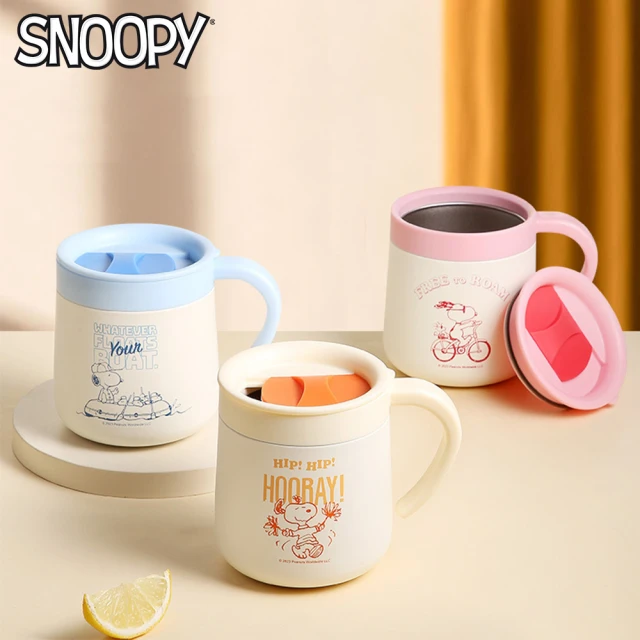 SNOOPY 史努比 史努比304不鏽鋼帶蓋保溫馬克杯水杯300ML(咖啡杯 隨行杯)