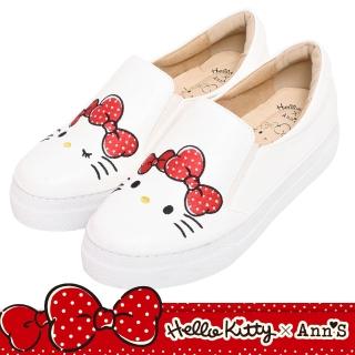 【Ann’S】Ann’S X Sanrio三麗鷗 HELLO KITTY聯名毛茸茸不對稱彩色刺繡厚底懶人鞋(白)