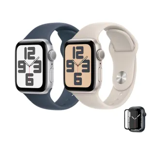 鋼化保貼組【Apple 蘋果】Apple Watch SE2 2023 GPS 40mm(鋁金屬錶殼搭配運動型錶帶)