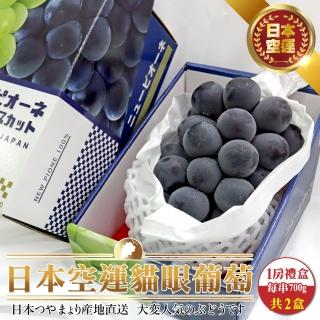 【WANG 蔬果】日本空運貓眼葡萄禮盒1房禮盒x2盒(700g/串 禮盒)(中秋禮盒)