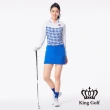 【KING GOLF】假兩件剪裁腰部織帶拼接運動短裙(藍色)