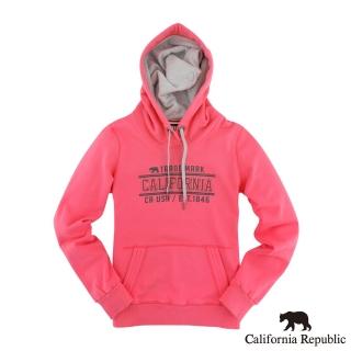 【California Republic】品牌logo拼色雙標線連帽帽T(女版)