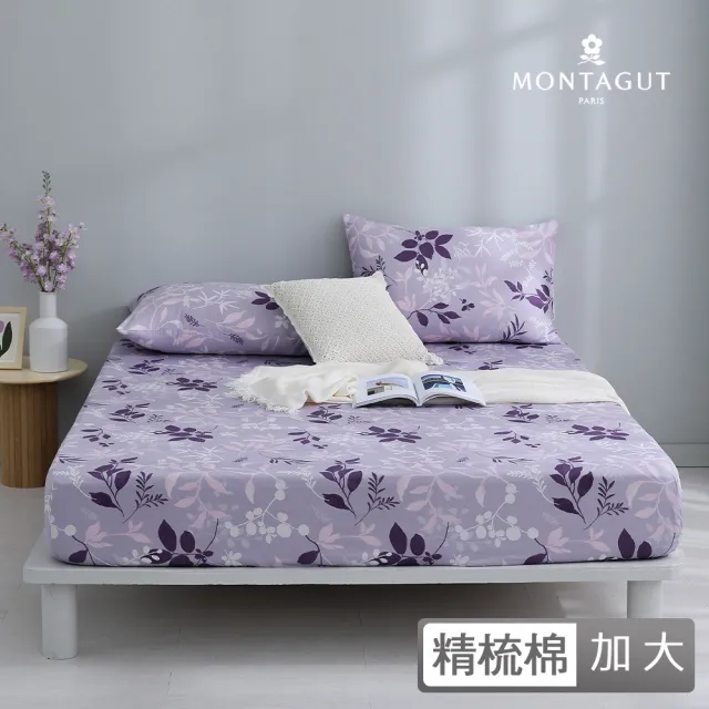 【MONTAGUT 夢特嬌】40支精梳棉三件式枕套床包組-紫葉莊園(加大)