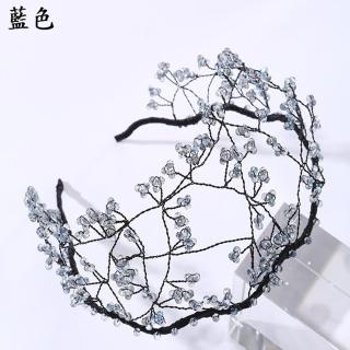 【巴黎精品】髮箍水晶髮飾(精緻編織串珠寬版女飾品a1da12)