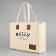 【BALLY】BALLY Crystalia黑字LOGO帆布磁釦式手提/肩背托特包(大/自然白)