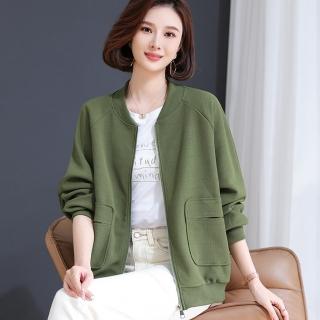 【LANNI 藍尼】★韓系百搭簡約素色外套(棒球外套/荷葉領/拉鍊)