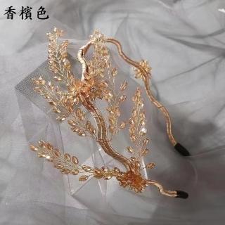 【巴黎精品】髮箍水晶髮飾(手工編織串珠葉子女飾品5色a1da31)