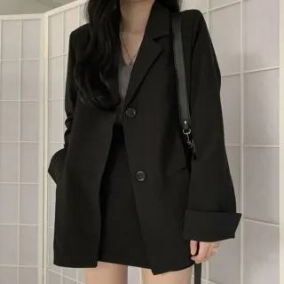 【D.studio】韓版氣質寬鬆小西服外套(西裝外套上衣女裝 外套 薄外套罩衫防曬外套長袖上衣 J222)