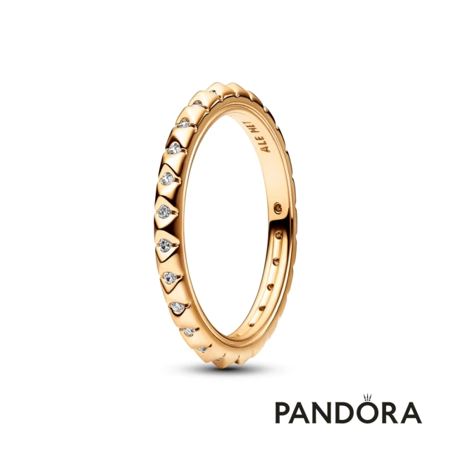 Pandora官方直營 密鑲寶石蛇鏈紋三圈戒指-絕版品折扣推