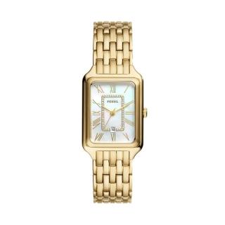 【FOSSIL】復古方形 珍珠貝時尚女錶 26mm(ES5304)
