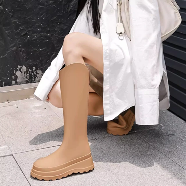 【LN】★低調有型防水厚底高筒雨靴(雨鞋/時尚/百搭)