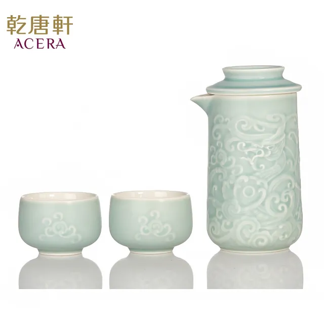 【乾唐軒】祥龍獻瑞陶瓷泡茶器(一壺+二杯 / 4色 / 交換禮物)