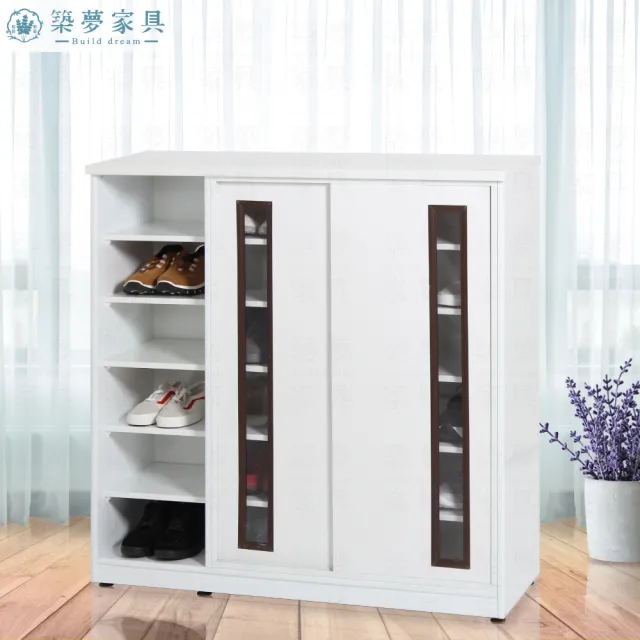 【Build dream 築夢家具】3.6尺 防水塑鋼 左半開放 滑門鞋櫃