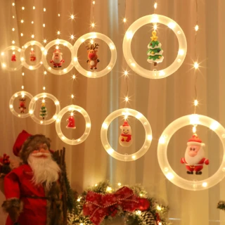 【WIDE VIEW】3米LED120燈圈環+聖誕公仔掛串燈-暖光(聖誕燈 聖誕佈置 聖誕節 氣氛燈 串燈 聖誕圓環/MC-10)