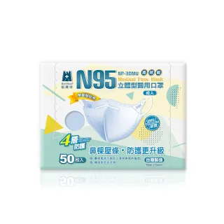 【藍鷹牌】N95醫用立體型成人口罩-壓條款 50片x2盒(藍色/綠色/粉色/白色)