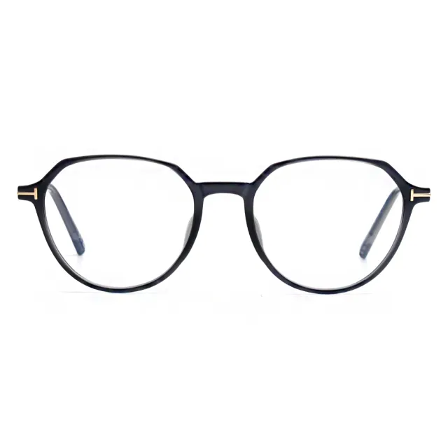 【TOM FORD】皇冠型細框膠框光學眼鏡(透黑 金#TF5875B 020)