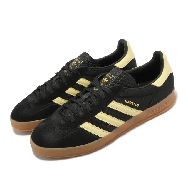 adidas 愛迪達】休閒鞋Gazelle Indoor 黑鵝黃男鞋復古膠底麂皮愛迪達