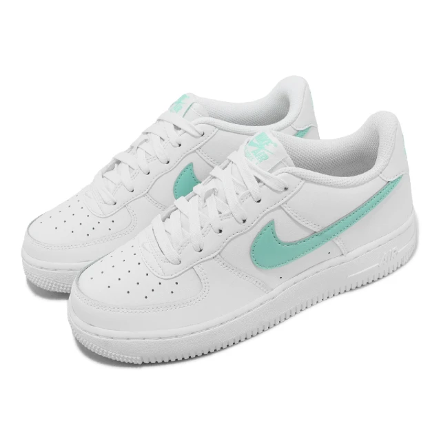 NIKE 耐吉 休閒鞋 Air Force 1 GS 女鞋 大童鞋 白 綠 皮革 經典 AF1(DV7762-104)