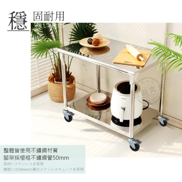 【Abis】客製商品-豪華升級版60X180CM二層圓角430不鏽鋼桌-附煞車輪/料理桌/工作台/流理台(2尺x6尺)