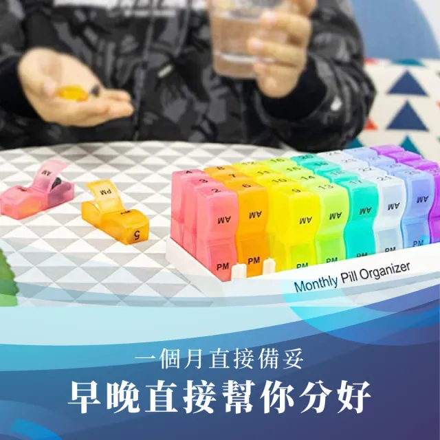 【藥盒王】新款一個月32格早晚大容量藥盒(分裝藥盒 隨身藥盒 藥品收納盒 保健 飾品盒 密封盒 零件盒 旅行)
