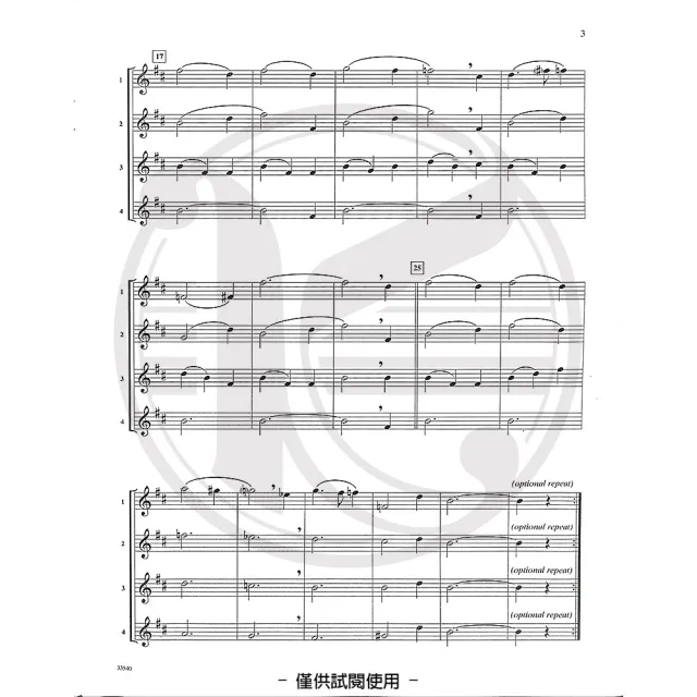 【Kaiyi Music 凱翊音樂】電影曲四重奏樂譜 可混4種樂器 中音薩克斯風 第1-4級