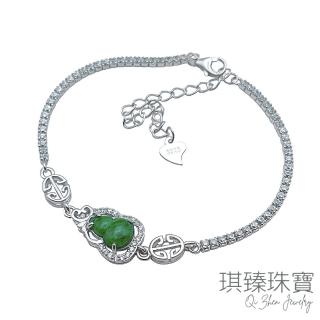 【琪臻珠寶】天然A貨翡翠滿綠葫蘆手鍊(S925銀鑲 葫蘆手鍊 隨機出貨 母親節禮物)